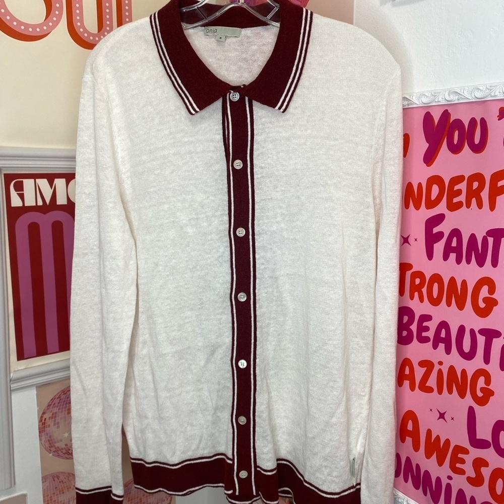 NWOT Onia Linen Long Sleeve Sweater Polo - Picture 9 of 14